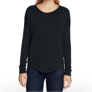 rag & bone Black Long Sleeve Scoop Neck Top